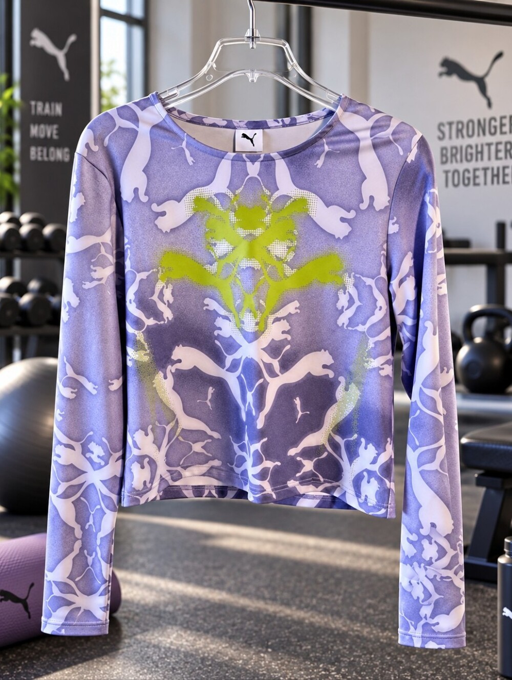 Puma Cropped Athletic Top NWT with Pumas In The Background 🐆💜 L